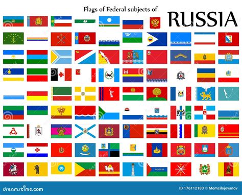 Set Of Russian Federation Flags Stock Vector Illustration Of