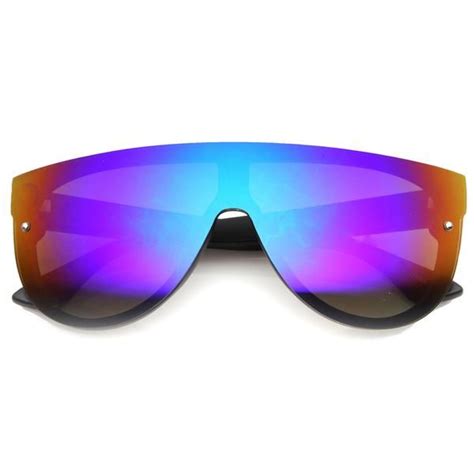 retro modern flat top mirror lens shield aviator sunglasses 9798 mirrored lens sunglasses