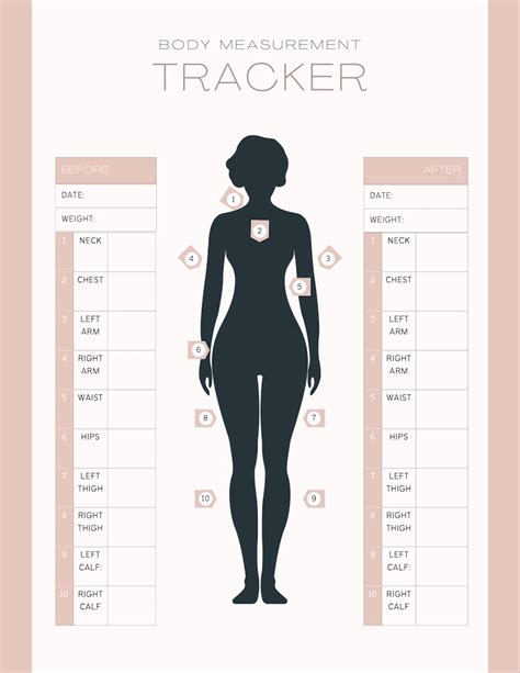 Printable Body Measurement Tracker Body Size Log Diet Etsy