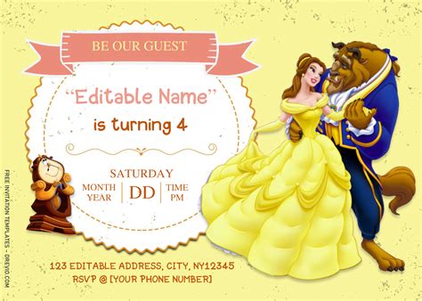 Beauty And The Beast Invitation Card