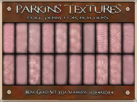 second life marketplace parkins textures rose gold set 20x full perm seamless 1024x1024