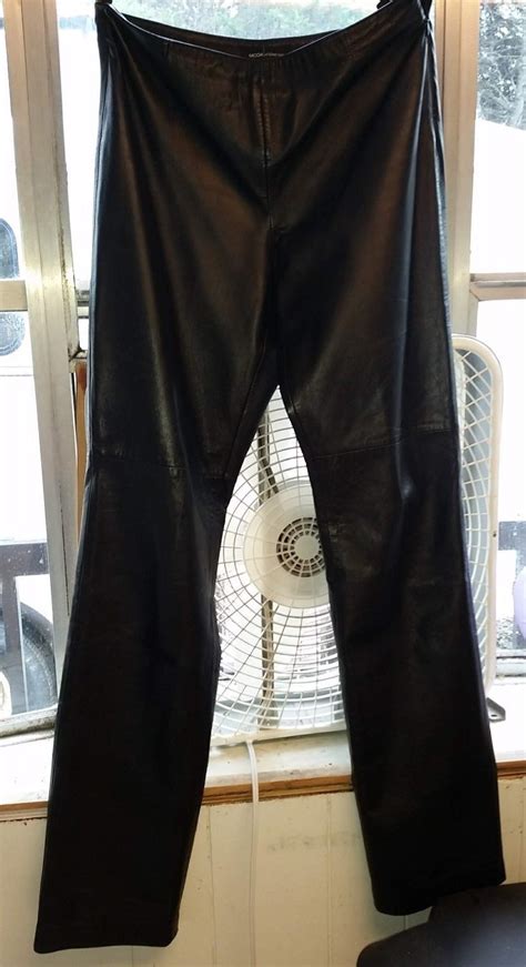 Victoria Secret Moda International Black Lamb Leather Pants 10 Tall