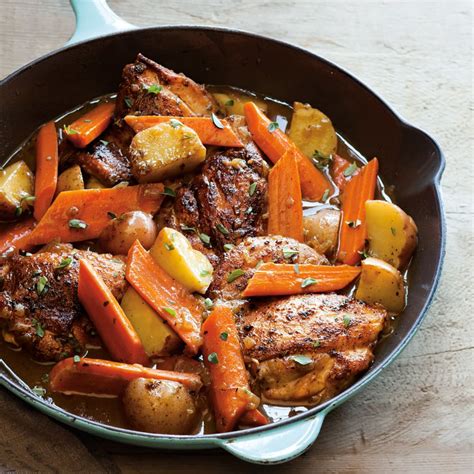 Braised Chicken Thighs With Carrots Potatoes And Thyme Williams Sonoma