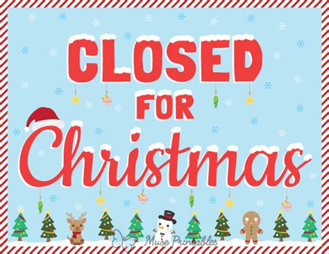 Printable Closed For Christmas Sign