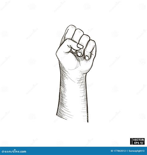 Sketch Arm Fist Raised Up Stock Illustration Illustration Of Business