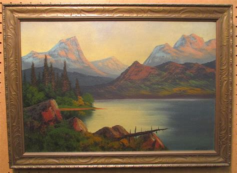 LANDSCAPE PAINTING: early 1900's oil on fiber panel of a mou