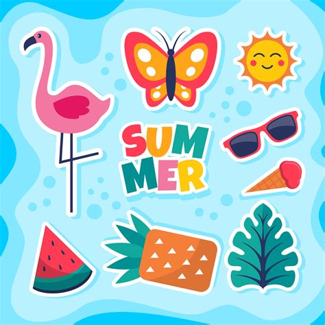Summer Colorful Sticker Design Collection 2380516 Vector Art At Vecteezy
