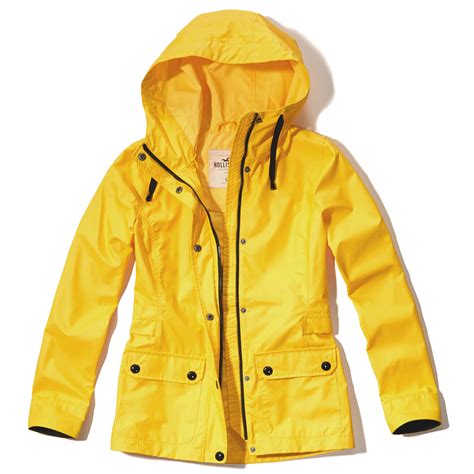 Hollister Nylon Rain Jacket In Yellow Lyst