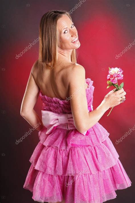 Blonde Woman In Pink Dress Stock Photo By Redav