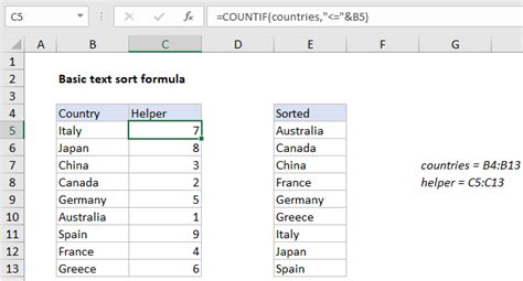Cell range $b$2:$e$5 contains text values in random … note: Basic text sort formula in Excel - Excel Office