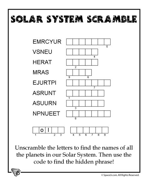 Solar System Word Scramble Woo Jr Kids Activities