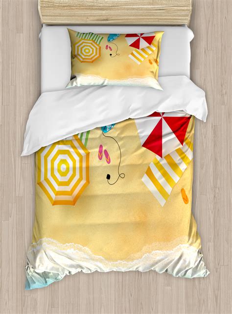 Fiesta key deluxe bedding set. Beach Twin Size Duvet Cover Set, Beach Waves with Umbrella ...