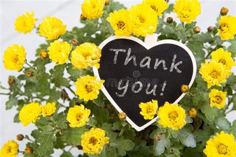 Thank You Bouquet Of Flowers With A Heart Message Card Stock Photo