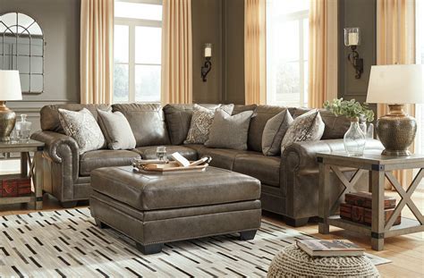 New Traditional Sectional Living Room Taupe Brown Leather Sofa Couch