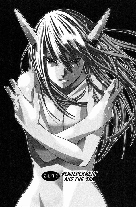 okamoto lynn lucy elfen lied elfen lied official art 1girl breasts cleavage completely