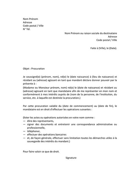 Modèle simple pour donner procuration DOC PDF page 1 sur 1