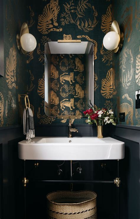 Wicker Park Dark And Moody Powder Room By Leah Phillips Interiors In