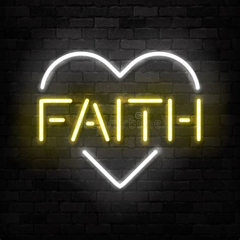 Vector Realistic Isolated Neon Sign Of Faith Logo For Template