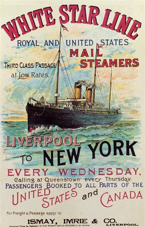A Colourful White Star Line Travel Poster Advertising Steamship