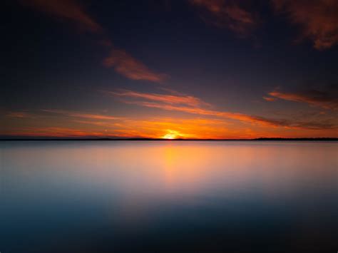 Desktop Wallpaper Lake Sunset Evening Calm Nature Hd Image Picture