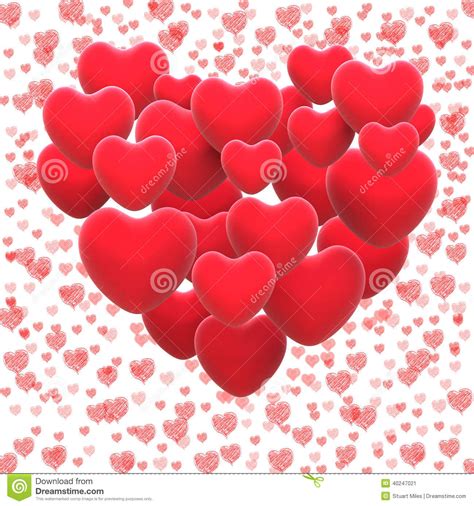 Heart Made With Hearts Shows Romantic Lover Or Stock Illustration