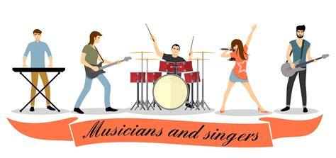 Musicians And Singers Vector Set Rock Band Stock Vector Illustration