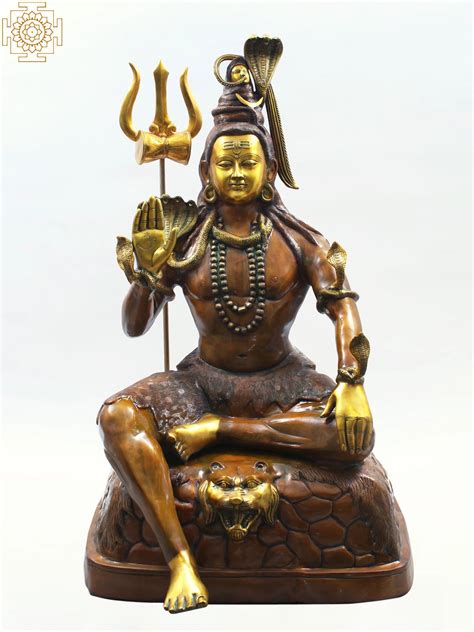 53 Large Bhagawan Shiva Mahadeva Shiva Brass Statue Handmade Exotic India Art