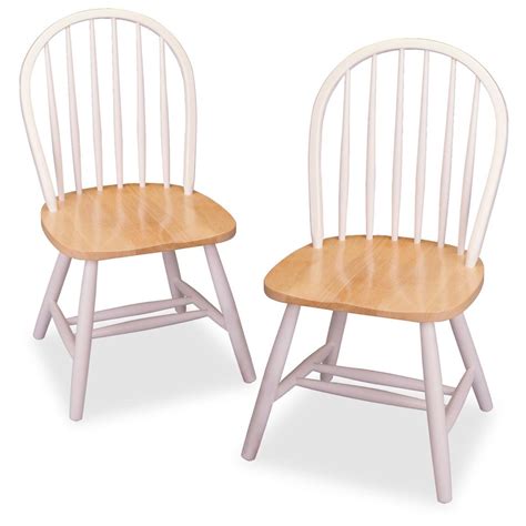 Winsome Set Of 2 Natural And White Windsor Chairs 151013 Kitchen