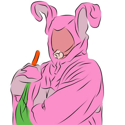 Chandler Bing In A Pink Funny Rabbit Costume Eating Carrot Stock