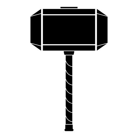 Thors Hammer Mjolnir Icon Black Color Vector Illustration Flat Style