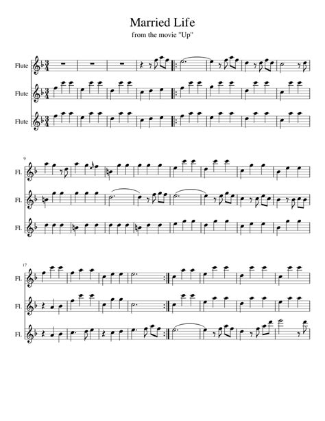 Married Life Flute Trio Unfinished Sheet Music For Flute Mixed Trio