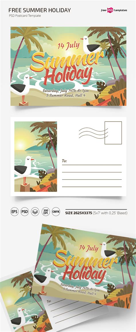 Free Summer Holiday Postcard Templates In Psd Eps Free Psd Templates