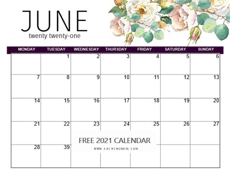 Looking for pretty (and free!) printable calendars? Free Printable June 2021 Calendar: 12 Awesome Designs!