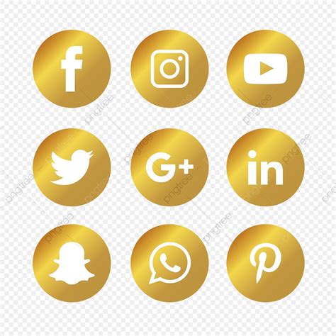 Set Social Media Vector Hd Images Golden Social Media Icons Set Social Icons Media Icons