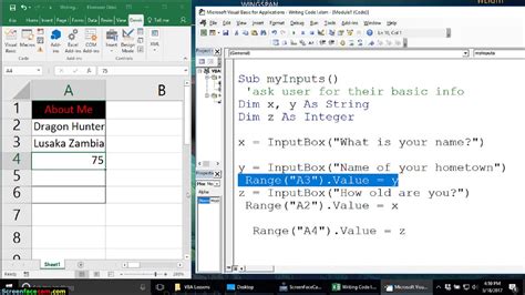 Using Input Boxes Ms Excel Vba Programming 12 Youtube