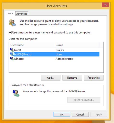 Autologon With Microsoft Account In Windows 81