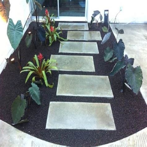 Wonderful Black Lava Rock For Front Pathway Landscaping Idea Add