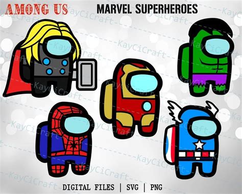 Among Us Marvel Superheroes Bundle Svg Among Us Marver Etsy Among