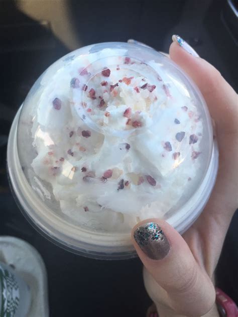 Toasted White Chocolate Mocha Frappuccino With Candy Cranberries On Top At Starbucks ⛄️ White