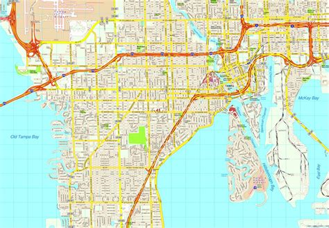 Tampa map. Eps Illustrator Vector City Maps USA America. Eps