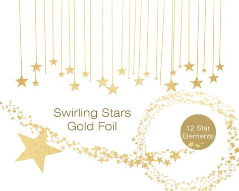 Gold Foil Stars Clipart Commercial Use Clip Art Metallic Gold Stars