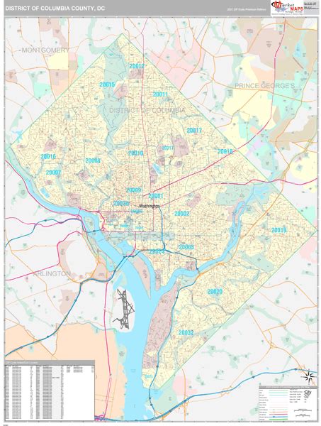 District Of Columbia County Dc Wall Map Premium Style By Marketmaps