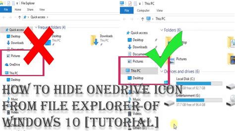 Hide Or Remove Onedrive Icon From File Explorer In Windows Youtube