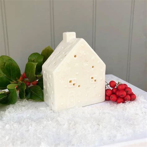 White Ceramic Led House By Pink Pineapple Home And Ts