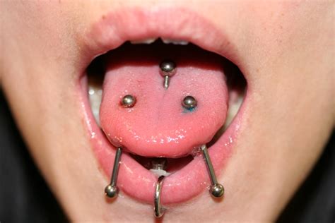 Multiple Tongue Piercing With Barbells