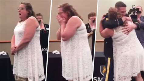 See The Moment Army Son Surprises Mom At Her Nursing School Graduation