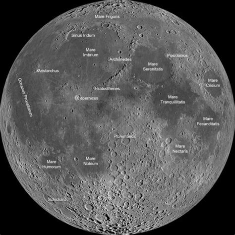 Lunar Map Showing The Major Features Of The Moons Surface Photo Nasa