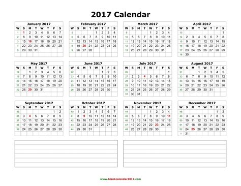 2017 Yearly Calendar Printable Templates Usable Calendar