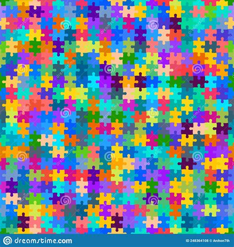 Seamless Colorful Pattern With Puzzles Jigsaw Childrens Pattern