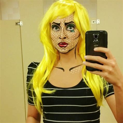 Roy Lichtenstein inspired pop art comic makeup for Halloween costume Pop art kostüm Pop art